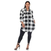 WHITE MARK FASHION White Mark Women's Plus Size Light Weight Plaid Print Tunic with Pockets