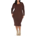 thumbnail image 1 of White Mark Women's Plus Size Long Sleeve Rib Midi Sweater Dress, 1 of 6