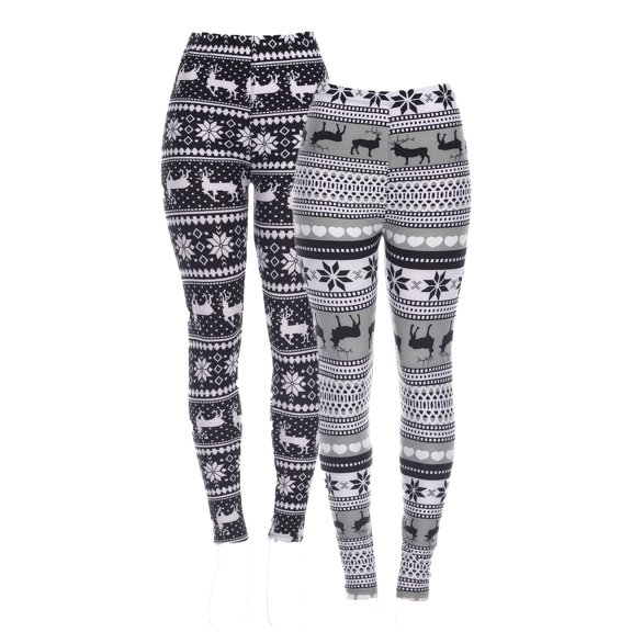 White Mark Women's Plus Size Pack of 2 Printed Leggings