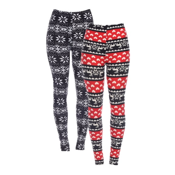 White Mark Women's Plus Size Pack of 2 Printed Leggings