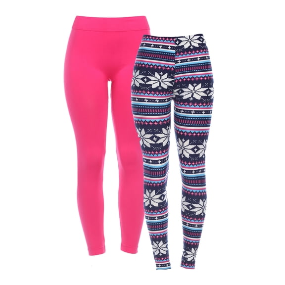 White Mark Women's Plus Size Pack of 2 Printed Leggings