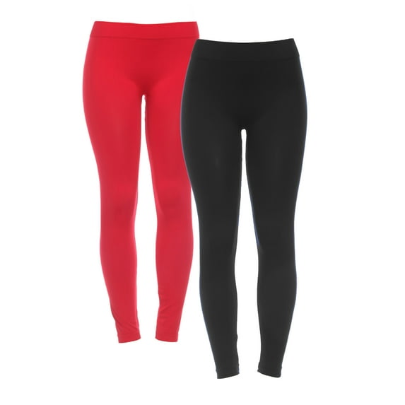 White Mark Women's Plus Size Pack of 2 Solid Color Leggings