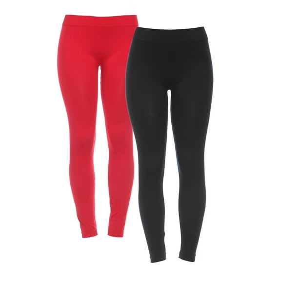 White Mark Women's Plus Size Pack of 2 Solid Color Leggings