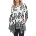 thumbnail image 1 of White Mark Women's Plus Size Paisley Tunic Top with Pockets, 1 of 5