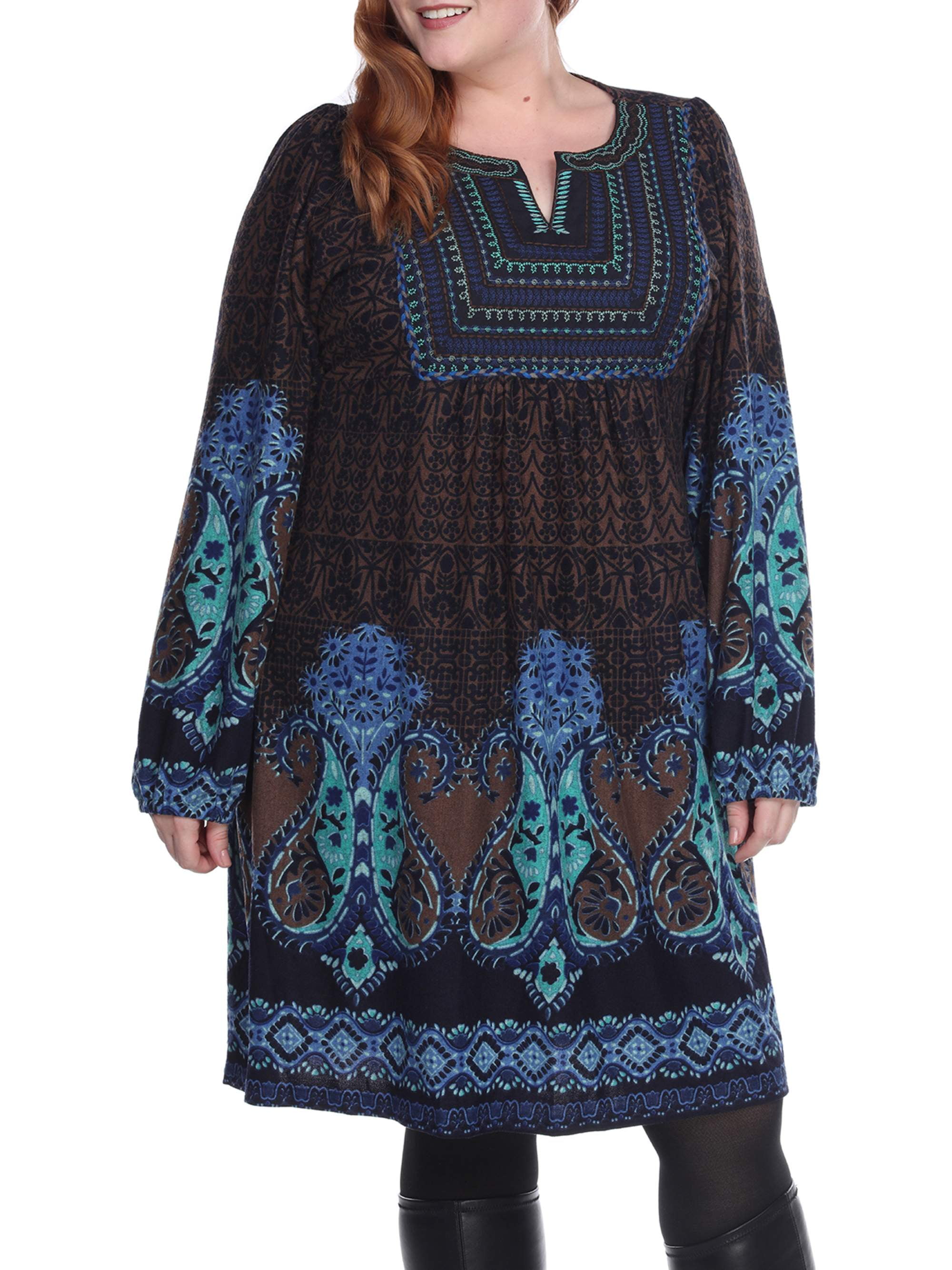 white mark plus size boho dress White Mark Boho Dress Women's X Large Peasant 3/4 Sleeve Tunic Style Beautiful
