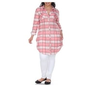White Mark Women's Plus Size Plaid Tunic Top