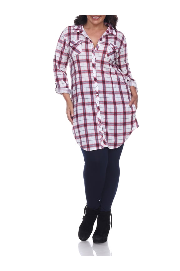 Women's Plus Size Plaid Tunic Top