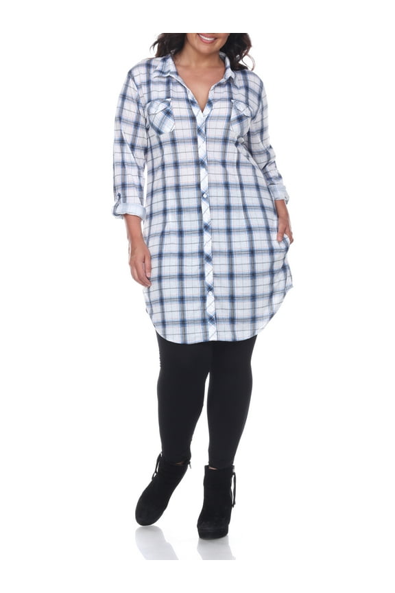 Women's Plus Size Plaid Tunic Top