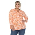 thumbnail image 1 of White Mark Women's Plus Size Pleated 3/4 Sleeve Floral Print Blouse, 1 of 5