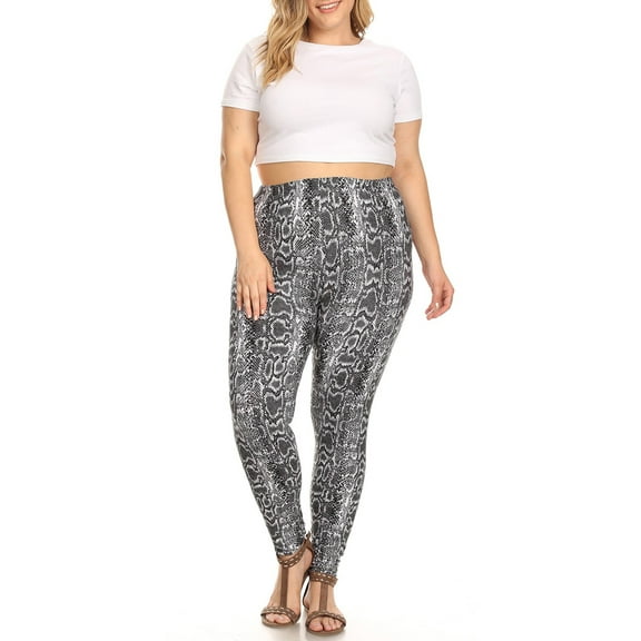 White Mark Women's Plus Size Printed Leggings
