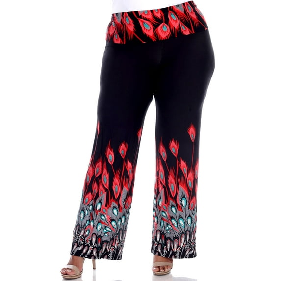 White Mark Women's Plus Size Printed Palazzo Pants