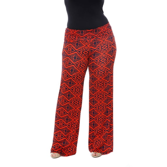 White Mark Women's Plus Size Printed Palazzo Pants