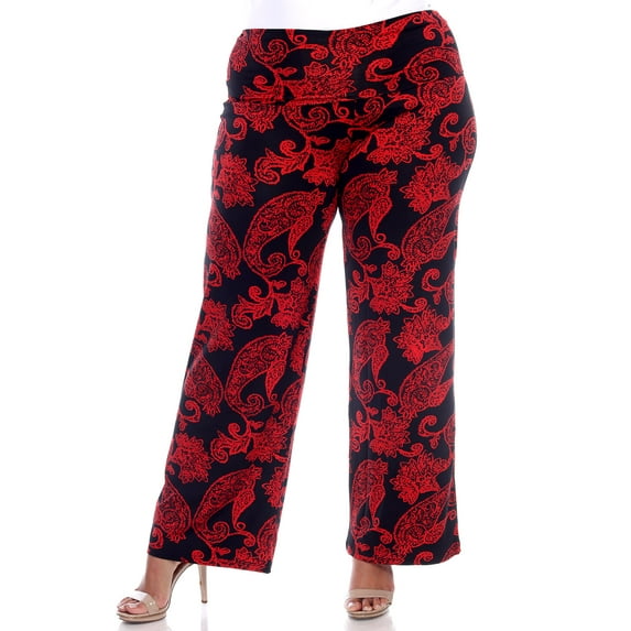 White Mark Women's Plus Size Printed Palazzo Pants