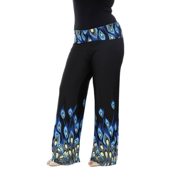 White Mark Women's Plus Size Printed Palazzo Pants