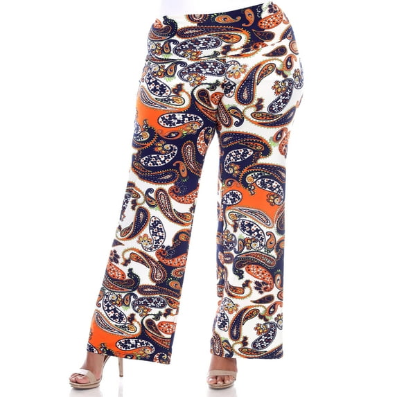 White Mark Women's Plus Size Printed Palazzo Pants