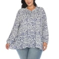 thumbnail image 1 of White Mark Women's Plus Size Printed Peasant Blouse, 1 of 6