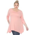 thumbnail image 1 of White Mark Women's Plus Size Quarter Sleeve Solid Sharkbite Tunic Top, 1 of 5