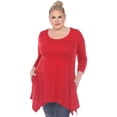 thumbnail image 1 of White Mark Women's Plus Size Quarter Sleeve Solid Sharkbite Tunic Top, 1 of 5