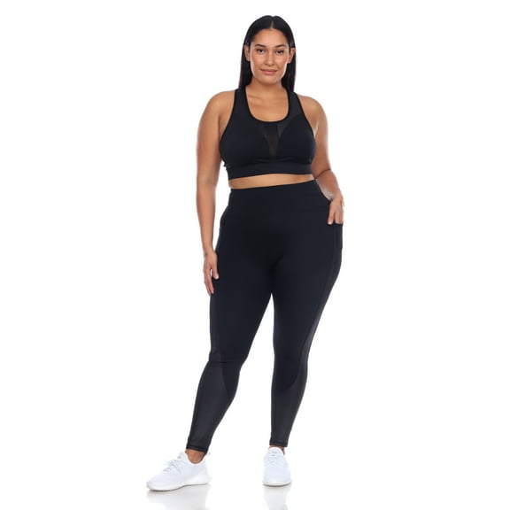 White Mark Women's Plus Size Racer Back Activewear Set