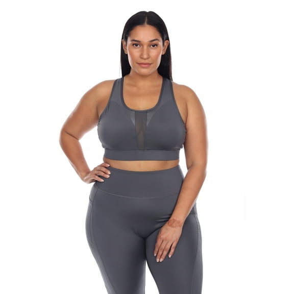 White Mark Women's Plus Size Racer Back Nylon Spandex Sports Bra