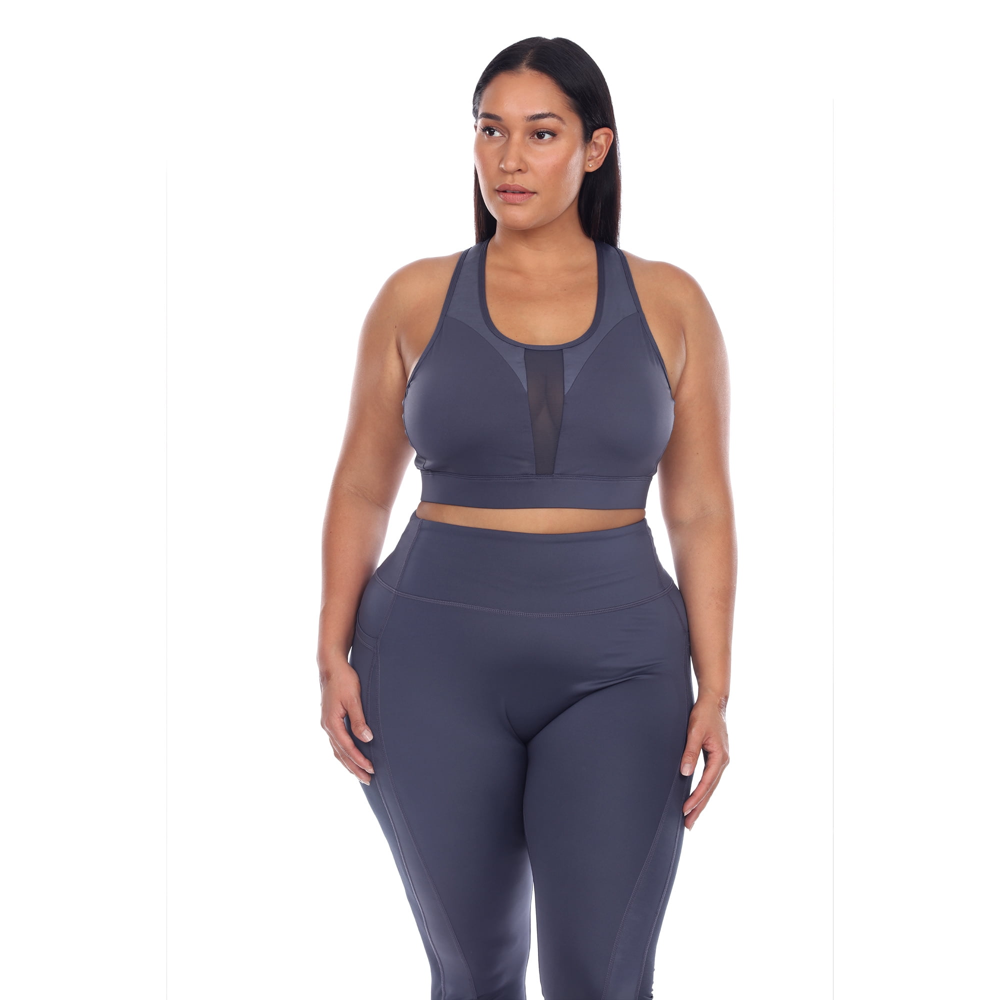 White Mark Women's Plus Size Racer Back Nylon Spandex Sports Bra