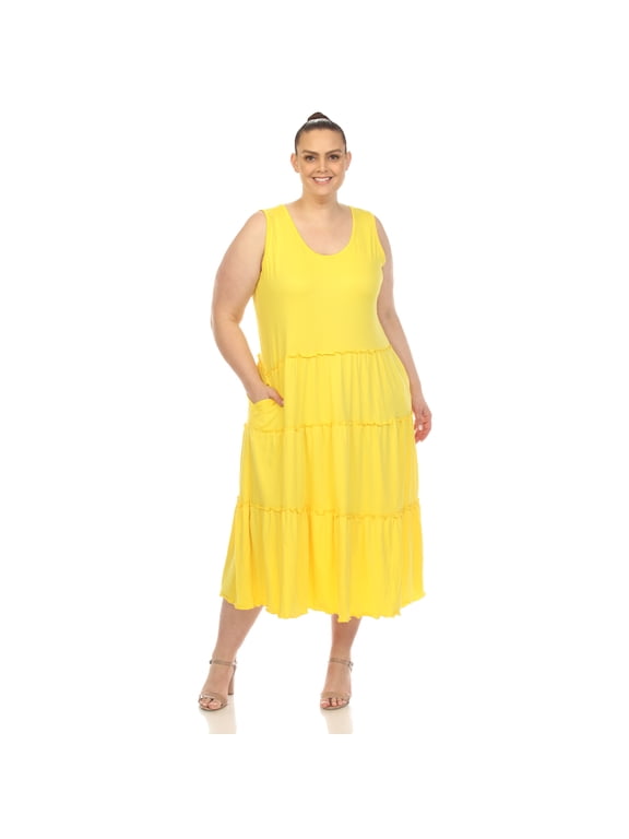 Women's Plus Size Scoop Neck Tiered Midi Dress