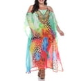 thumbnail image 1 of White Mark Women's Plus Size Sheer Caftan Dress with Tie-up Neckline, 1 of 5