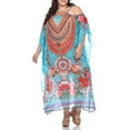 thumbnail image 1 of White Mark Women's Plus Size Sheer Caftan Dress with Tie-up Neckline, 1 of 5