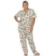 thumbnail image 1 of White Mark Women's Plus Size Short Sleeve Top & Pants Tropical Pajama Set, 1 of 5