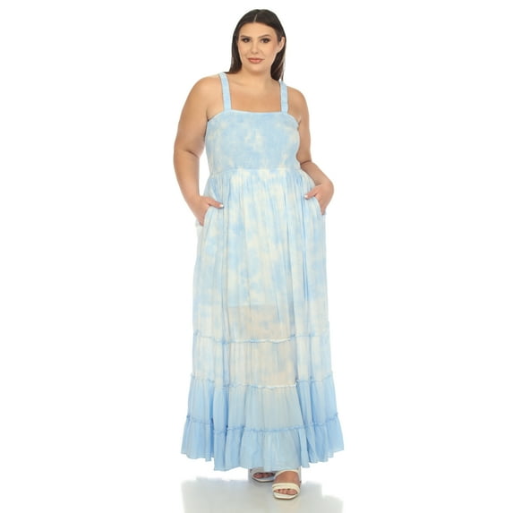 White Mark Women's Plus Size Smocked Ruffle Maxi Dress