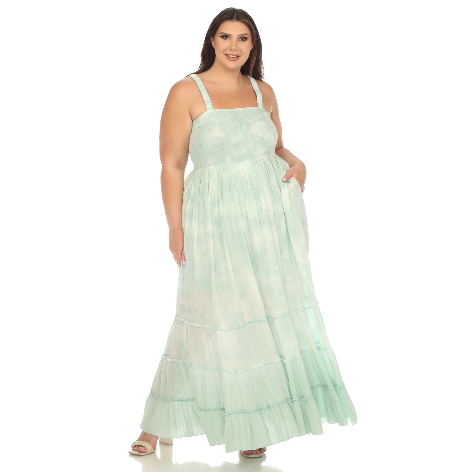 Solid Smocked Ruffle Maxi Dress