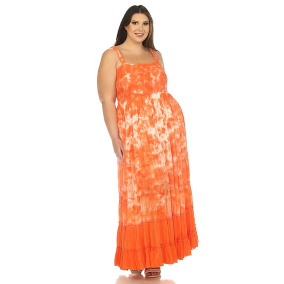 White Mark Women's Plus Size Smocked Ruffle Maxi Dress