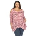 thumbnail image 1 of White Mark Women's Plus Size Snake Print Cold Shoulder Tunic, 1 of 6