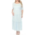 thumbnail image 1 of White Mark Women's Plus Size Square Neck Short Sleeve Tiered Maxi Dress, 1 of 6