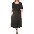 thumbnail image 1 of White Mark Women's Plus Size Square Neck Short Sleeve Tiered Maxi Dress, 1 of 6