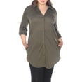thumbnail image 1 of White Mark Women's Plus Size Super Stretch Button-Front Tunic Top, 1 of 4