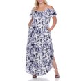 thumbnail image 1 of White Mark Women's Plus Size Tie-Dye Cold Shoulder Maxi Dress, 1 of 5