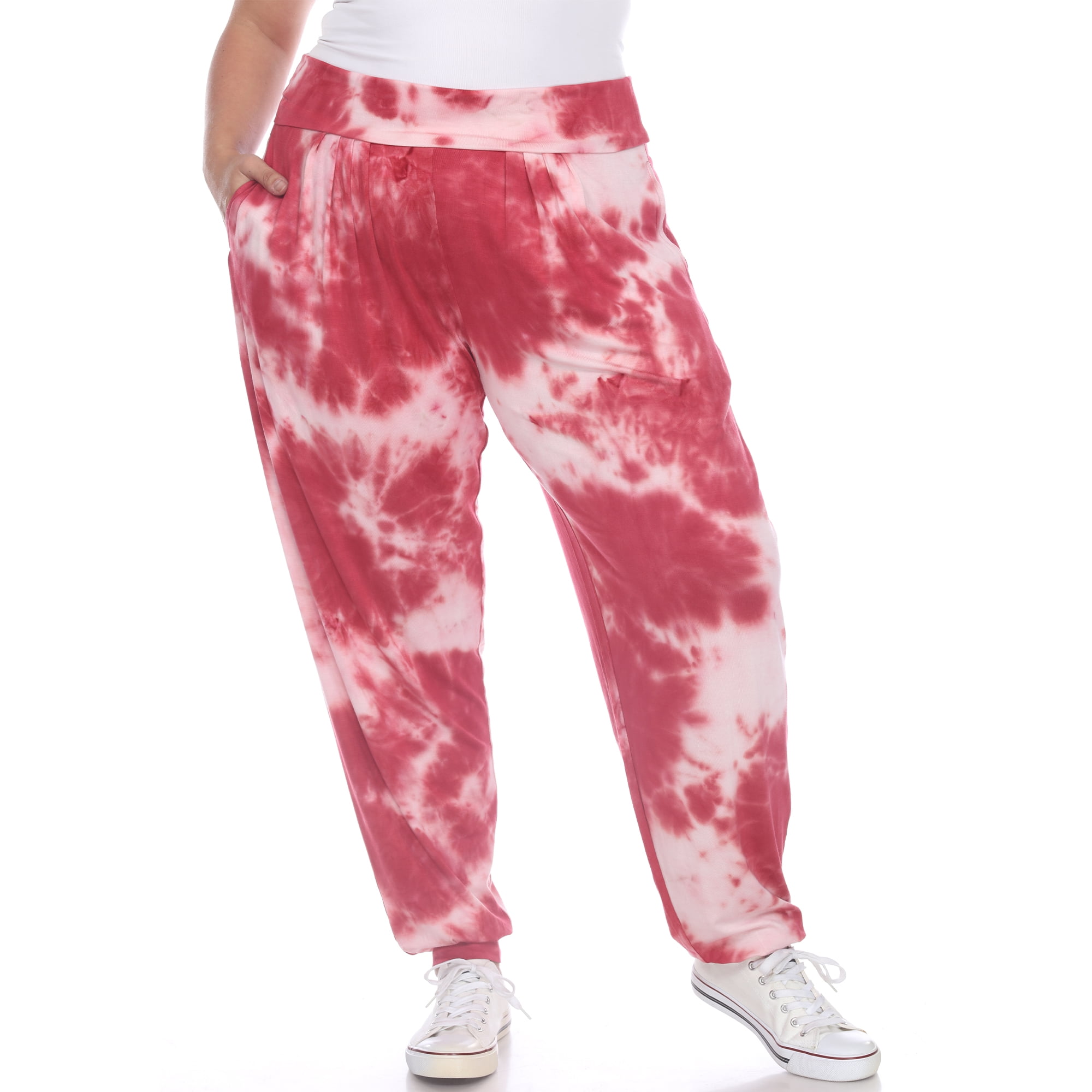 White Mark Women's Plus Size Tie-Dye Harem Pants