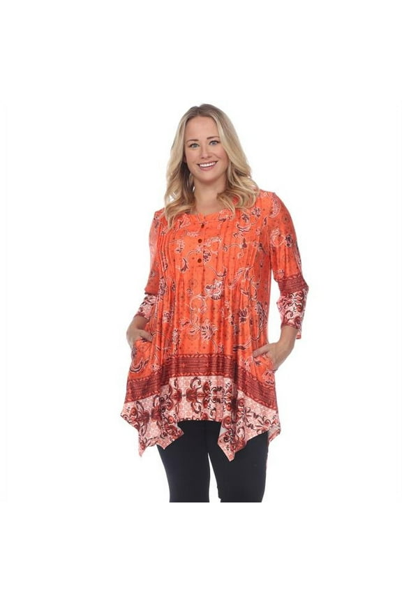 Women's Plus Size Victorian Print Tunic Top with Pockets
