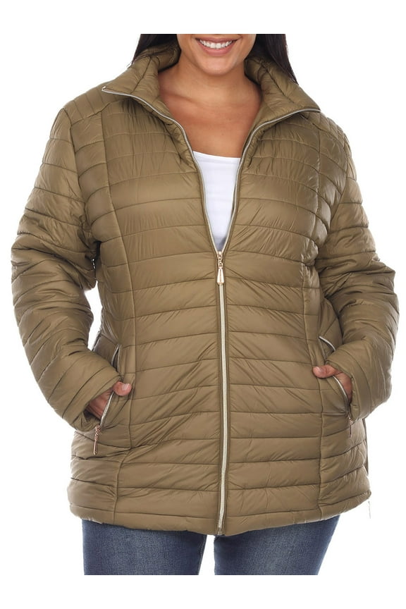 Women's Plus Size Zip Up Puffer Coat
