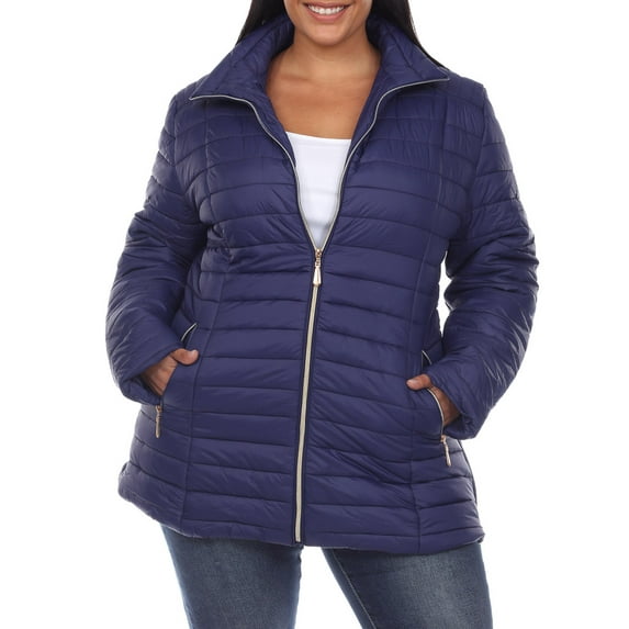 White Mark Women's Plus Size Zip Up Puffer Coat