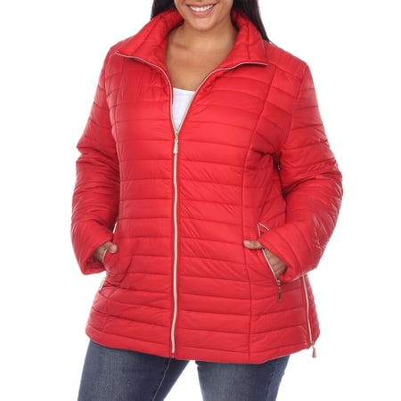 White Mark Women's Plus Size Zip Up Puffer Coat