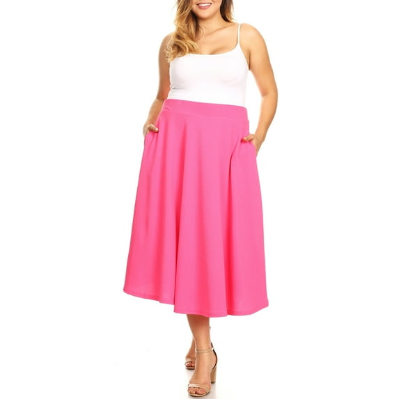 White Mark Women's Plus 'Tasmin' Flare Midi Skirts