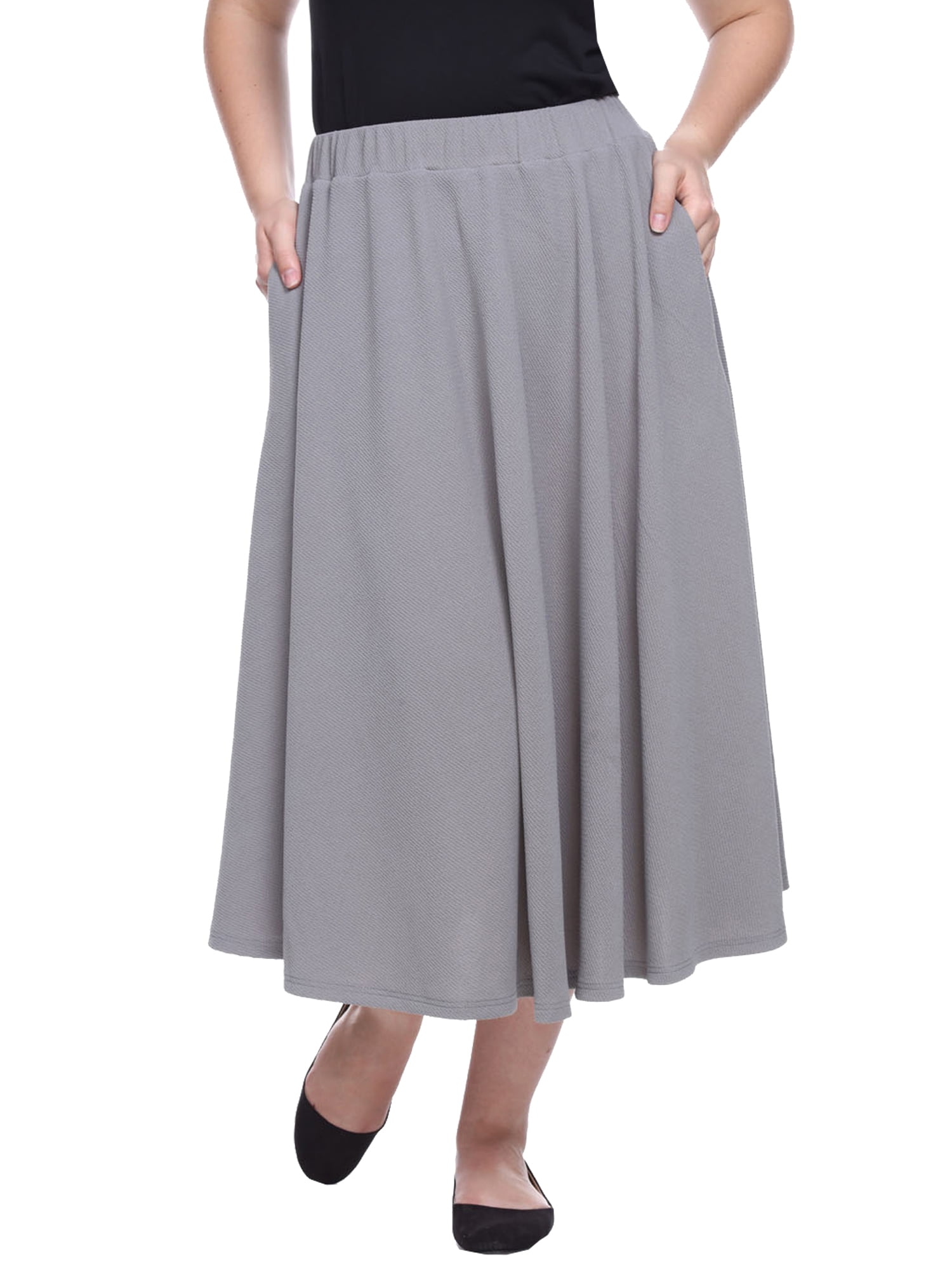 White Mark Women's Plus 'Tasmin' Flare Midi Skirts - Walmart.com