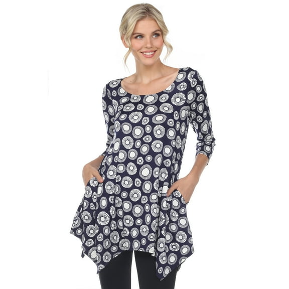 White Mark Women's Printed Geometric Circle Tunic Top