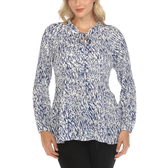 White Mark Women's Printed Peasant Blouse