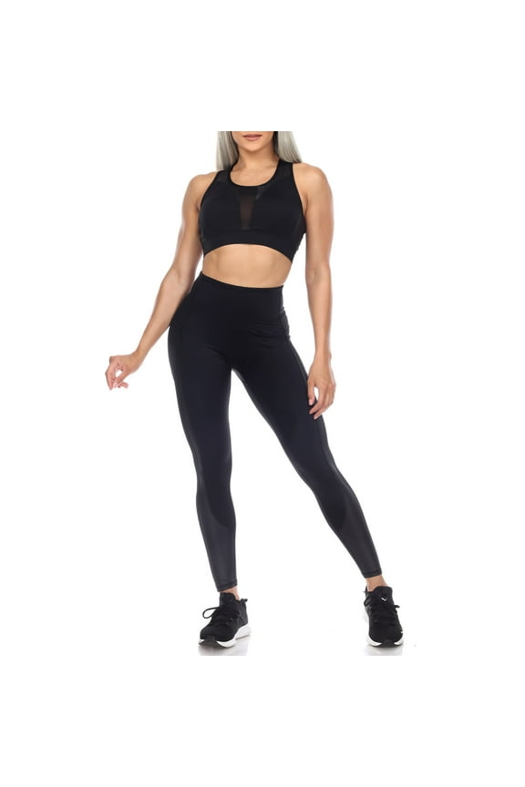 Women's Racer Back Sports Bra & Mesh Leggings Set