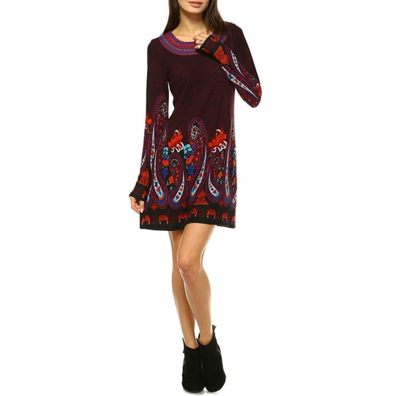 White Mark Women's Sandrine Embroidered Sweater Dress