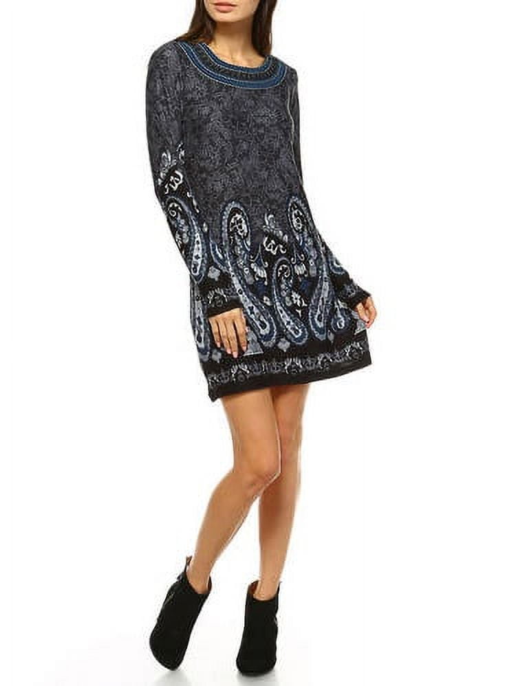 white mark women's sandrine embroidered sweater dress Sandrine Midi Dress in Bohemia Spot Deep Navy main image 0