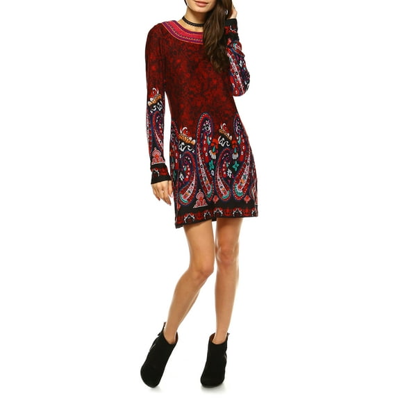 White Mark Women's Sandrine Embroidered Sweater Dress